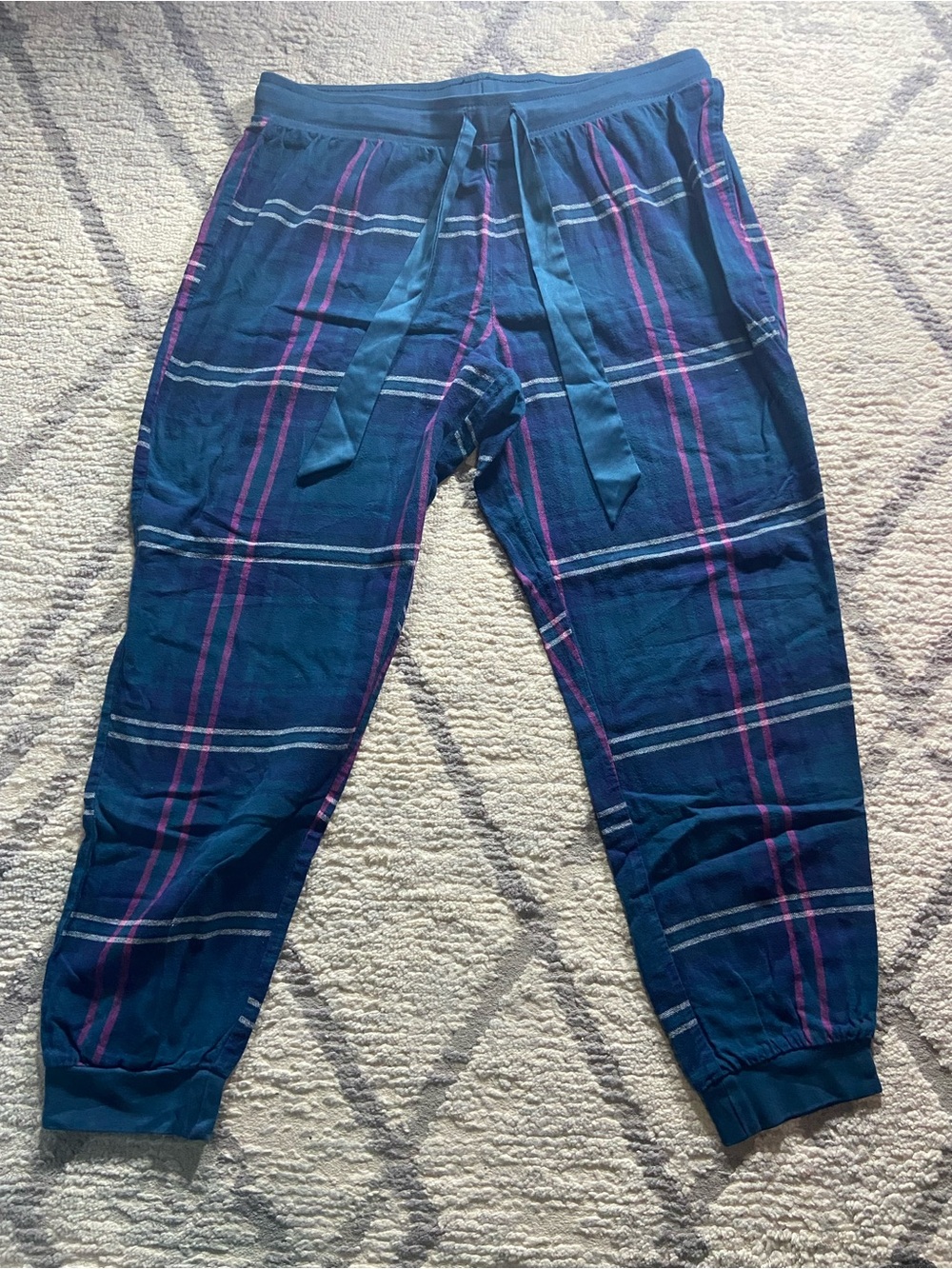 George Navy Plaid Pyjama Pants with Pink & White Stripes